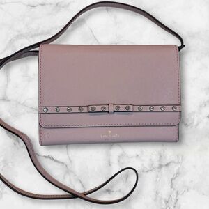 Kate Spade Saffiano Leather Crystal embellished Crossbody bag Rose pink